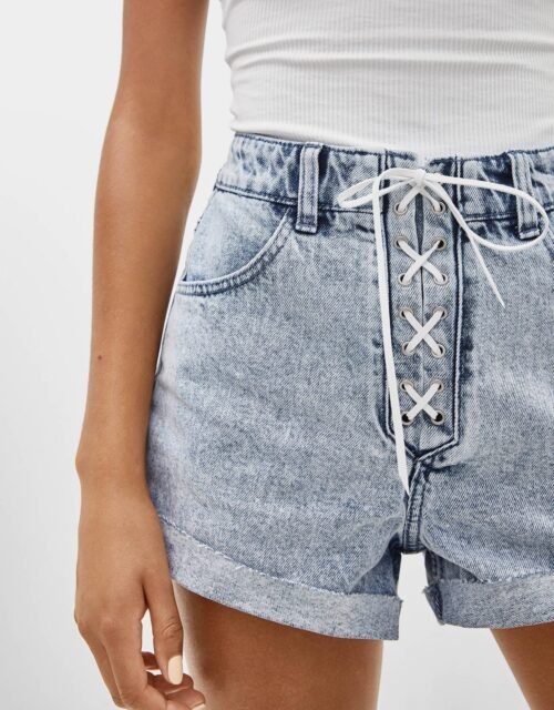 Tie-up Denim Shorts